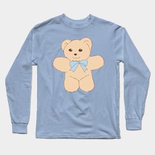 teddy bear ribbon coquette dollette cream blue Long Sleeve T-Shirt